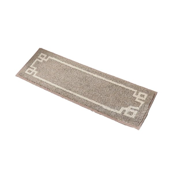 Taupe 9 in. x 28 in. Polyester Stair Tread Cover Set of 15 Non Slip Washable Reusable Indoor Carpet
