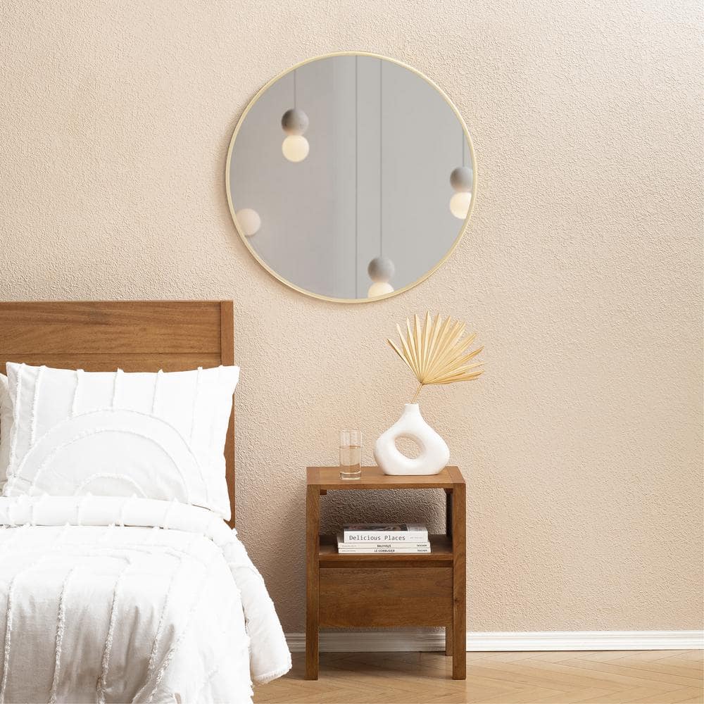 Nelson Round Gold Metal Frame 30" Wall Mirror