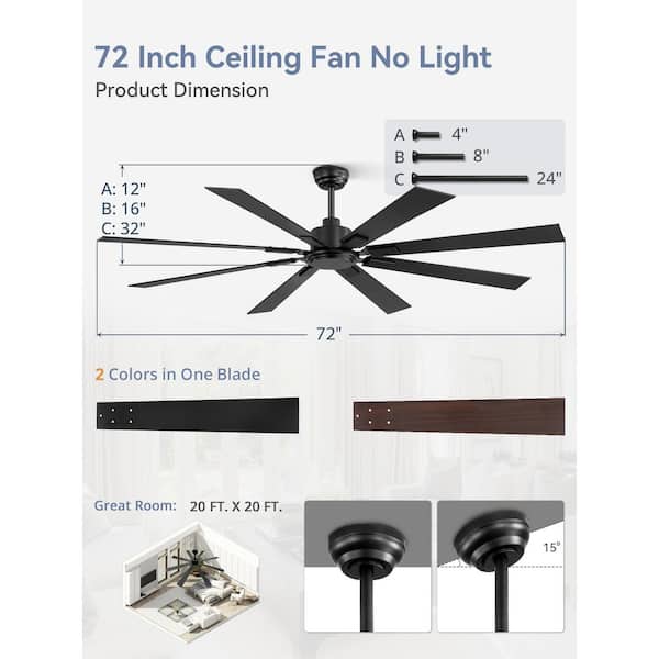 Reviews for HINNIXY 72 in. Indoor/Outdoor DC Motor Matte Black