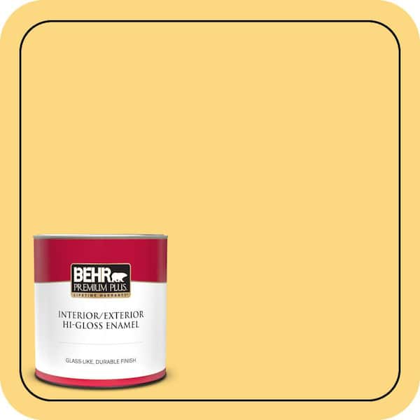 BEHR PREMIUM PLUS 1 qt. #350B-6 Wildflower Honey Hi-Gloss Enamel Interior/Exterior Paint & Primer