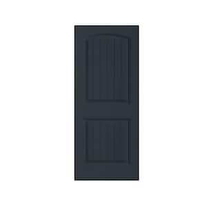 Elegant 30 in. x 80 in. Charcoal Gray Stained Composite MDF 2 Panel Camber Top Interior Barn Door Slab