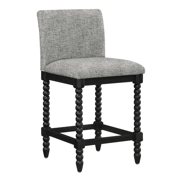 OSP Home Furnishings Eliza 26.5 in. Black Full Back Wood Spindle Counter Stool with Graphite Fabric