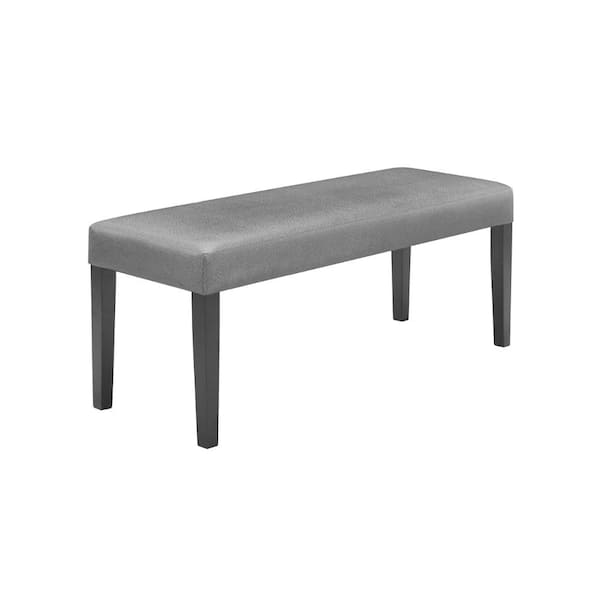 Benjara Gray and Black 46 in. Backless Bedroom Bench with Wooden Frame