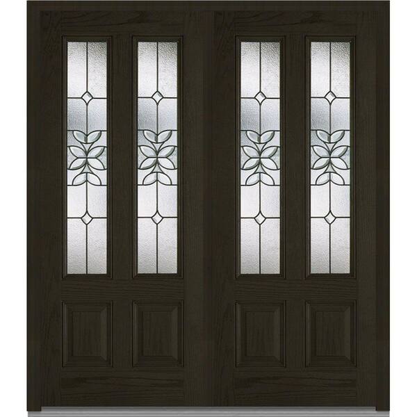 MMI Door 72 in. x 80 in. Cadence Right-Hand Inswing 2-Lite Decorative 2-Panel Stained Fiberglass Oak Prehung Front Door