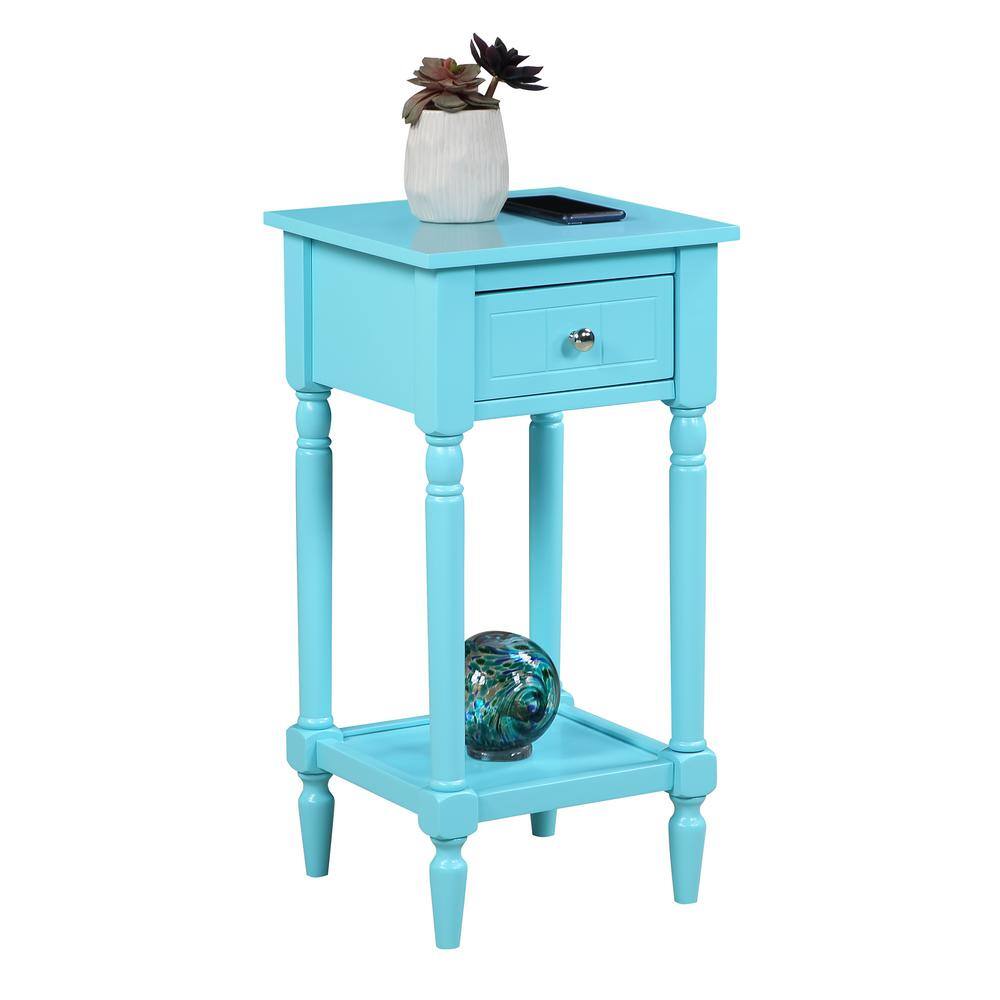 French Country Khloe Sea Foam Accent Table with Storage Shelf