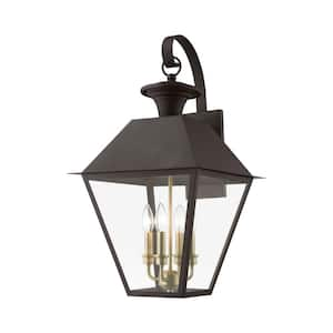 Helmsdale 27.5 in. 4-Light Bronze Outdoor Hardwired Wall Lantern Sconce with No Bulbs Included