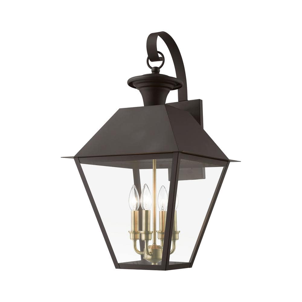 Helmsdale 27.5 in. 4-Light Bronze Outdoor Hardwired Wall Lantern Sconce with No Bulbs Included price history on PriceWatchPro