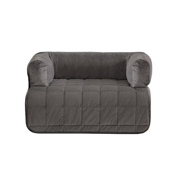 Sure-Fit Pet Otis Quilted Dark Gray Polyester 3-Sided Bolster Medium Pet Bed Sofa Protector