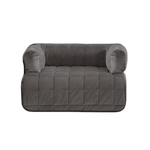 Pet Otis Quilted Dark Gray Polyester 3-Sided Bolster Large Pet Bed Couch Protector