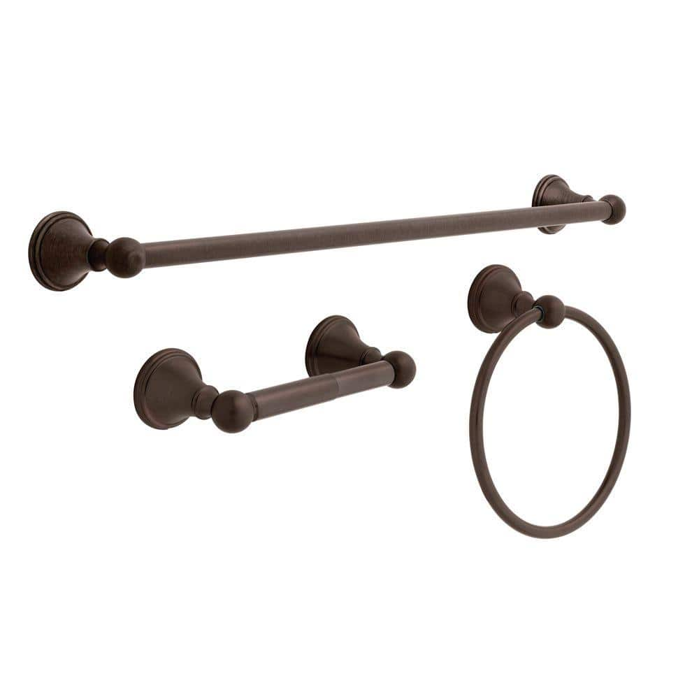 Delta Crestfield 3-Piece Bath Hardware Set with Towel Ring, Toilet Paper Holder