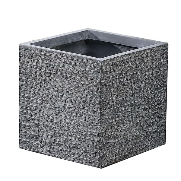 LuxenHome Medium Stone Fiberclay Square Planter