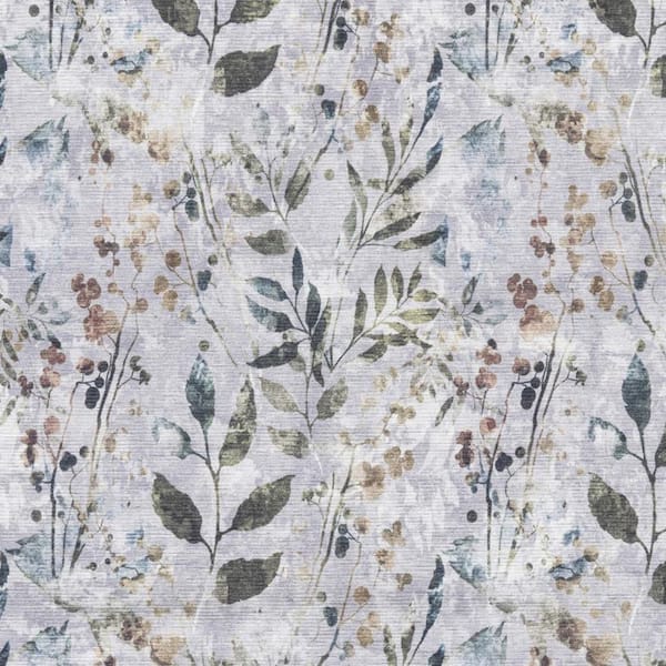 3 ft. x 5 ft. Gray and Blue Floral Power Loom Washable Non Skid Area Rug