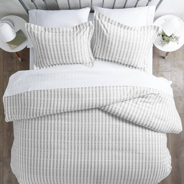 Becky Cameron Rugged Stripes Patterned Performance Light Gray Twin 3 Piece Duvet Cover Set Ieh Duv Rug Tw Lg The Home Depot - Light Grey Pattern Duvet Cover