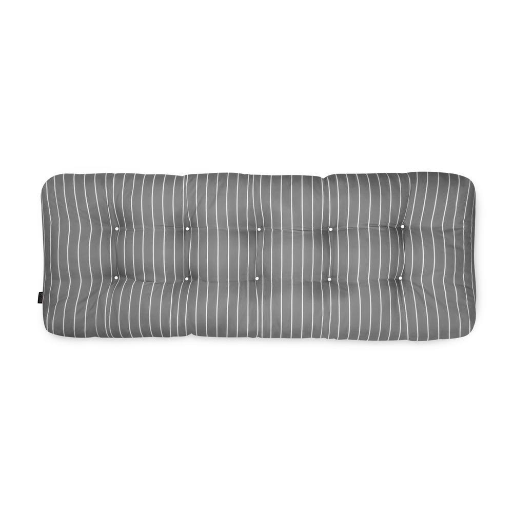 Moon Mist Stripe Gray Outdoor Bench Cushion, 42"W x 18"D