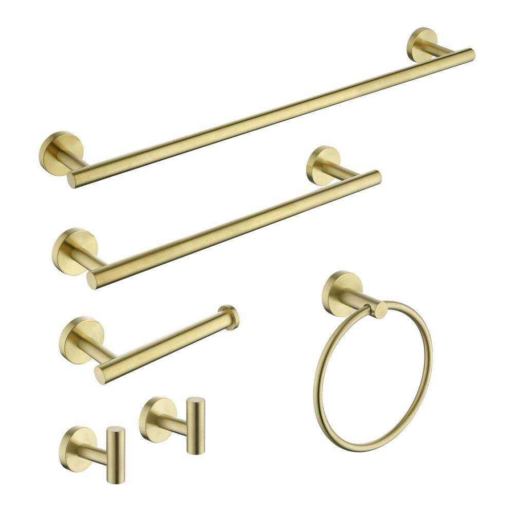 16 in. Bathroom Set with Toilet Paper Holder, Towel Bar, Towel Ring and Rob