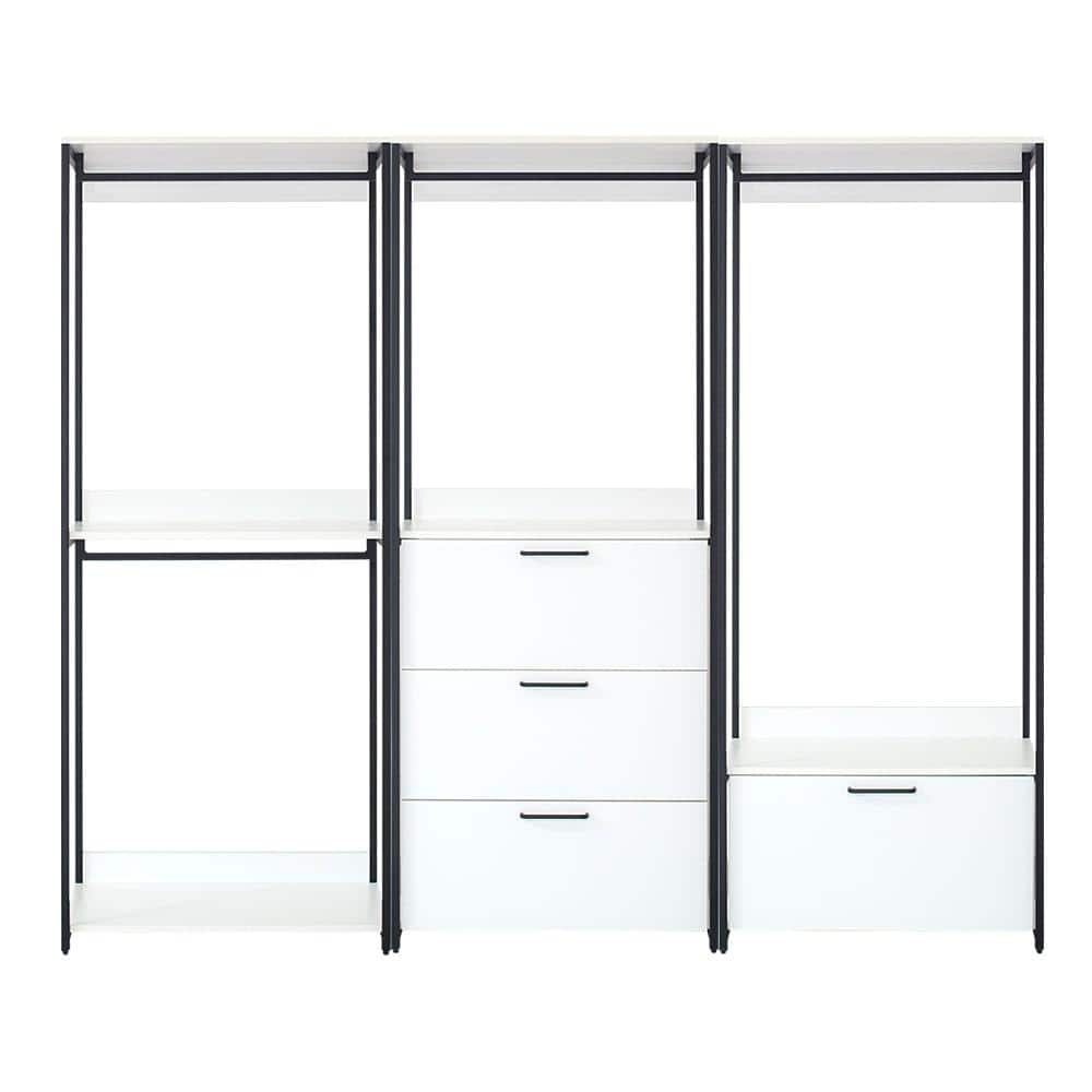 Fiona White and Black Freestanding Closet System with Drawers
