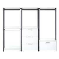 Klair Living Fiona 96 in. W White Freestanding Walk in Wood Closet System with Metal Frame Fiona-ACF