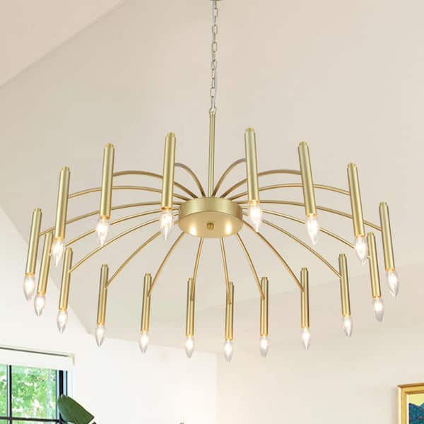 18-Light Spray Gold Adjustable Hanging Island Linear Chandelier Lighting for Kitchen Island