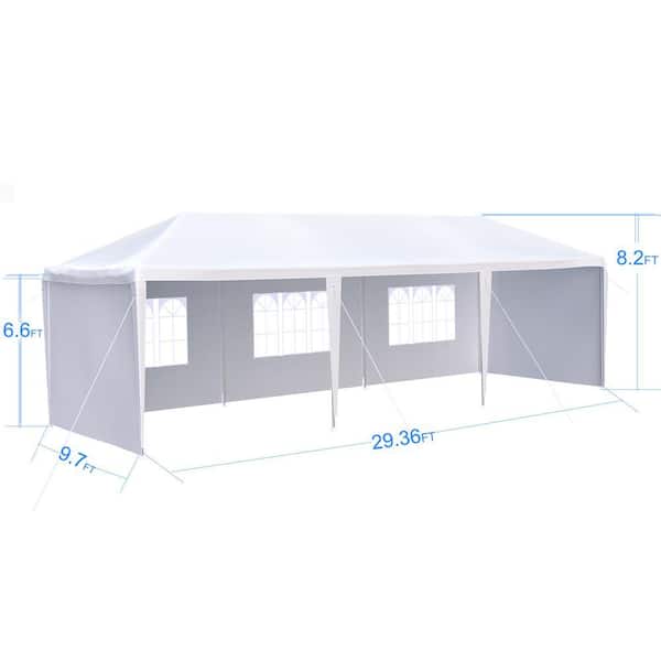 Otryad 10 ft. x 30 ft. White Wedding Party Canopy Tent, Outdoor