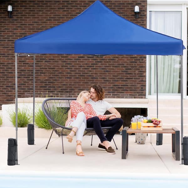 Tileon 10 ft. x 10 ft. Blue Pop Up Canopy Tent, Instant Outdoor
