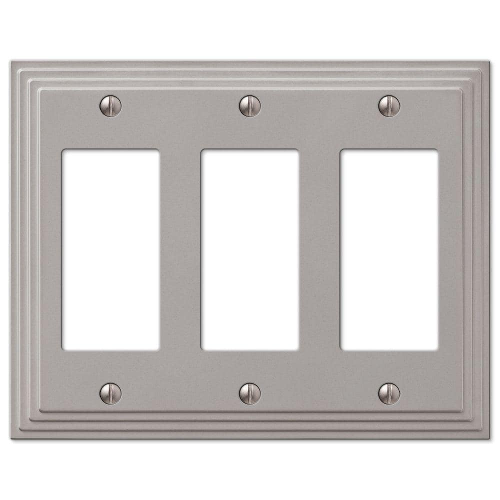 Satin Nickel Triple Rocker Metal Wall Plate