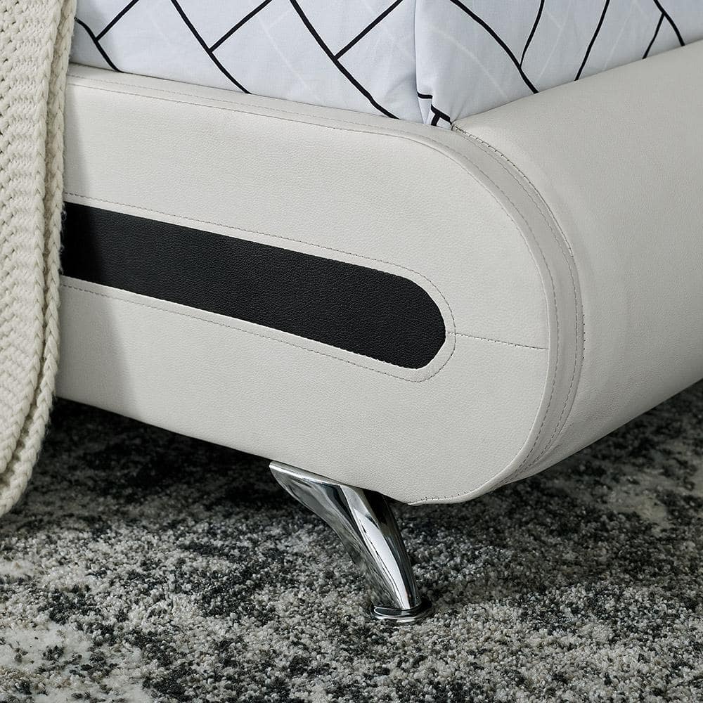 Queen White Pine Upholstered Tufted Headboard Bed Frame