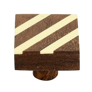 Fusion Striped 1-3/10 in. (33 mm) Cream and Brown Cabinet Knob