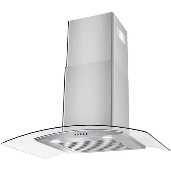 30 in. 450-CFM Ducted/Ductless Convertible Duct Wall Mount Range Hood Downdraft System in Stainless Steel