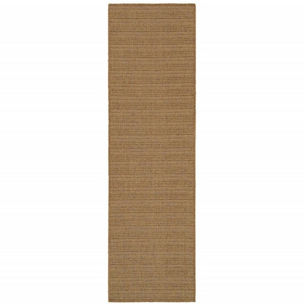 Tan 2 ft. x 8 ft. Loomed Polypropylene Rectangle Indoor/Outdoor Area Rug