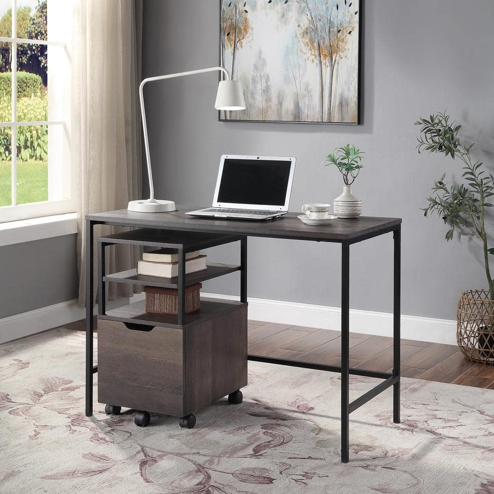 Ozark Ash and Black Steel Rectangular Home Office Desk