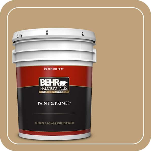 BEHR PREMIUM PLUS 5 gal. #PMD-50 Winter Wheat Flat Exterior Paint & Primer