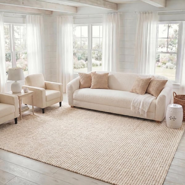 Palm Beach 9 ft. x 12 ft. Ivory/Natural Woven Area Rug