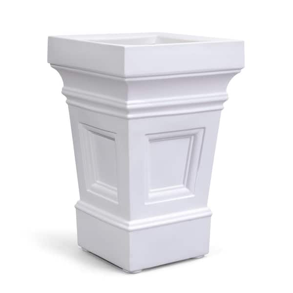 Atherton Large 24 in. H x 15.5 in. W x 15.5 in. D Classic White Resin Square Indoor/Outdoor Planter