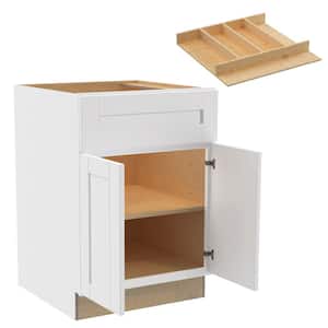 Washington 24 in. W x 24 in. D x 34.5 in. H Vesper White Plywood Shaker Assembled Base Kitchen Cabinet Utility Tray