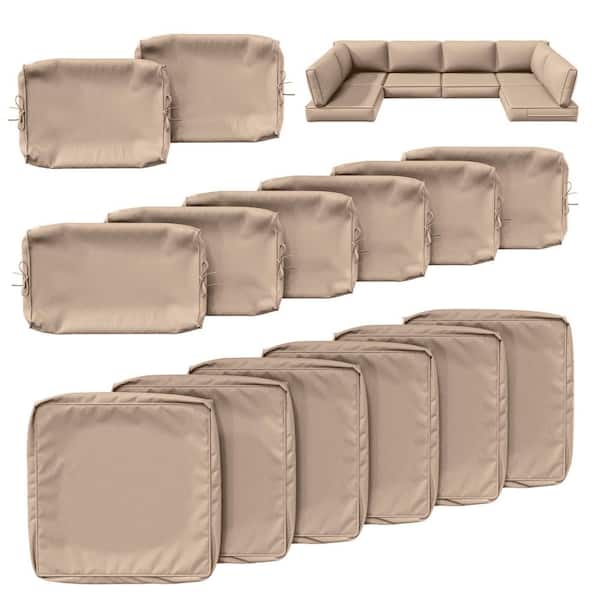 14-Piece 25.5 in. Outdoor Cushion Covers Sand