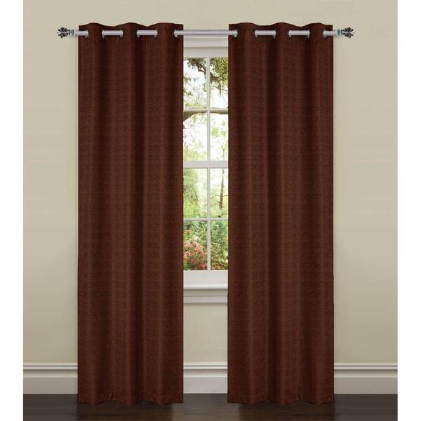 Bella Luna Semi-Opaque Bella Luna York Textured 84 in. L Room Darkening Grommet Curtain Panel Pair, Chocolate (Set of 2)