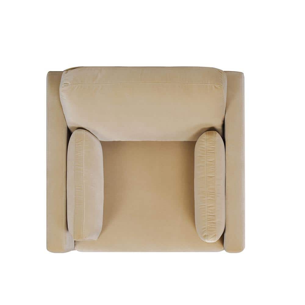 Knox 36" Fawn Brown Velvet Armchair with Wood Base