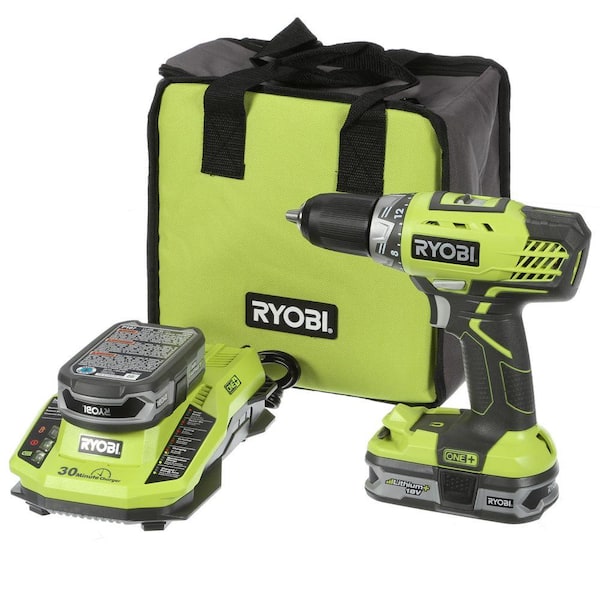 RYOBI 18-Volt ONE+ Lithium+ 1/2 in. Cordless Compact Drill/Driver Kit
