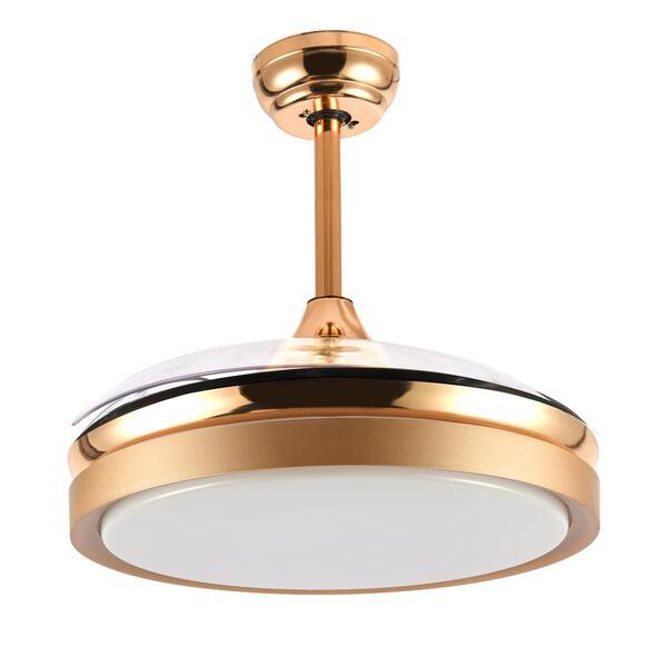 LED French Gold Retractable Ceiling Fan 