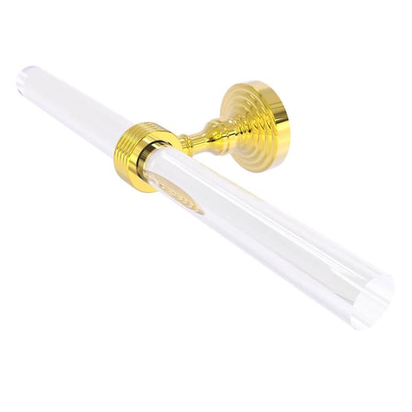 Allied Brass Pacific Grove Collection 13 in. Wall Mounted 2 Arm Guest Towel Holder with Groovy Accents in Polished Brass