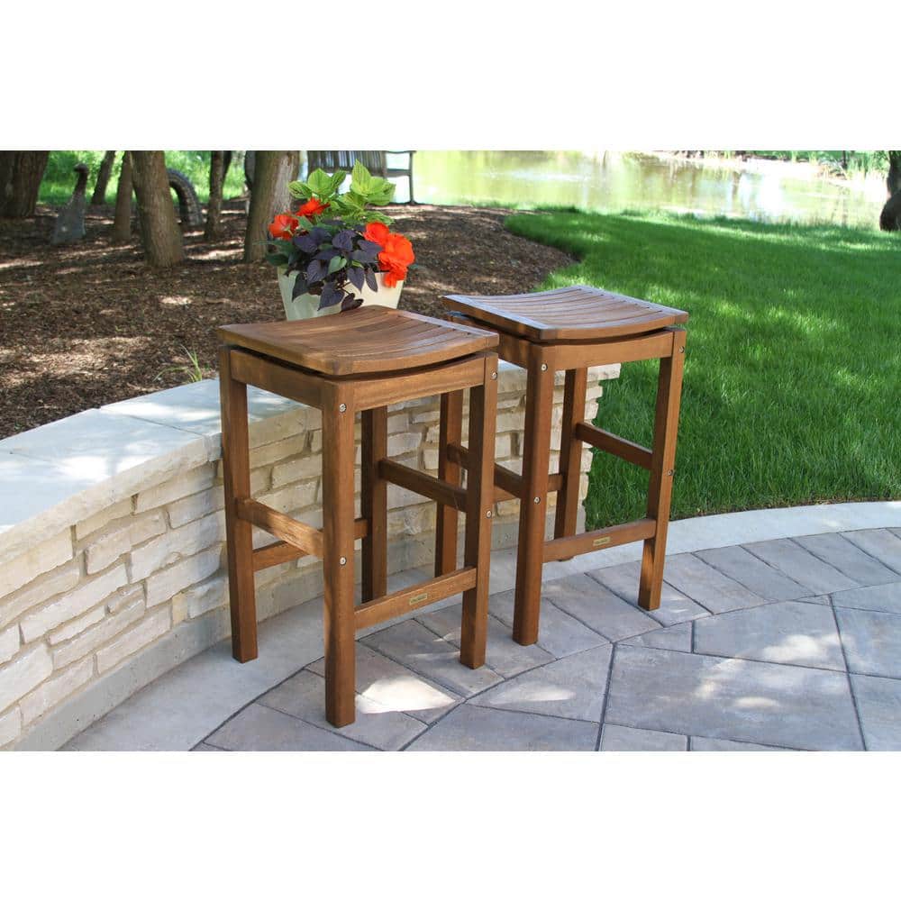 Classic Eucalyptus Brown Stain Bar Stool, Weather Resistant