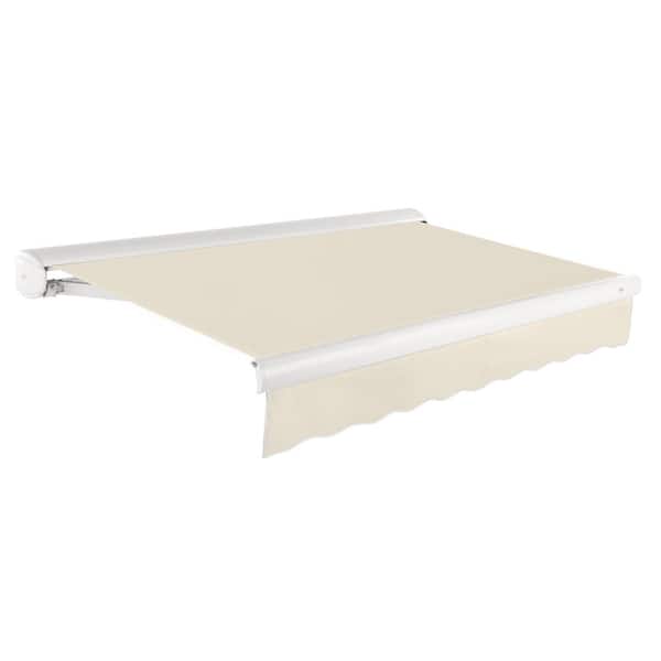 AWNTECH 8 ft. Key West Right Side Motorized Retractable Awning with Cassette (84 in. Projection) in Linen