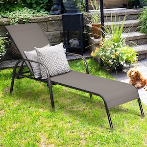 1-Piece Metal Adjustable Reclining Outdoor Chaise Lounge