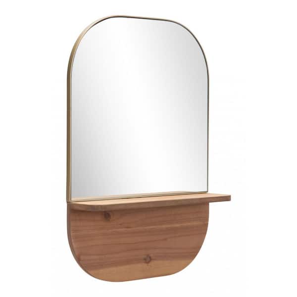 HomeRoots 19.9 in. x 28.1 in. Classic Rectangle Framed Gold Vanity Mirror