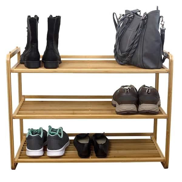 HOME BI 10 Tiers Vertical Shoe Rack, Tall Skinny Wooden Boot Shelf, Narrow  Slim