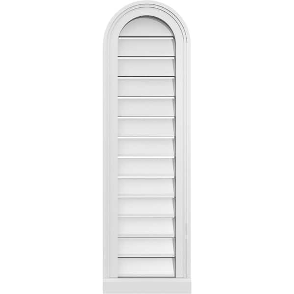 Ekena Millwork 12 in. x 40 in. Round Top White PVC Paintable Gable Louver Vent Functional