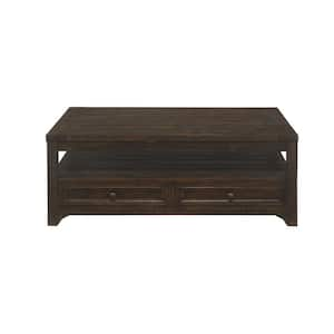 Lisbon 48 in. Dark Mocha Rectangle Wood Coffee Table with Lift Top