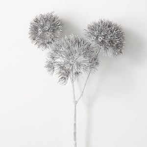 31.5 in. White Artificial Triple Dusty Charcoal Allium