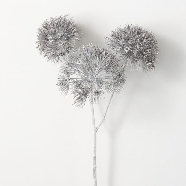 SULLIVANS 31.5 in. White Artificial Triple Dusty Charcoal Allium