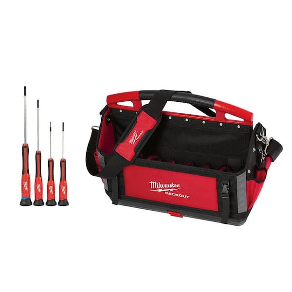 Milwaukee PACKOUT 20 in. Tote and 4-Piece Precision Screwdriver Set (5-Piece)